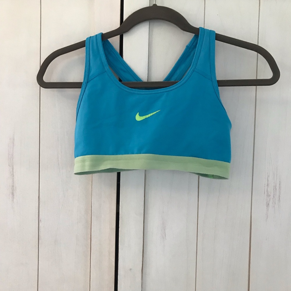 Blue and green sports bra